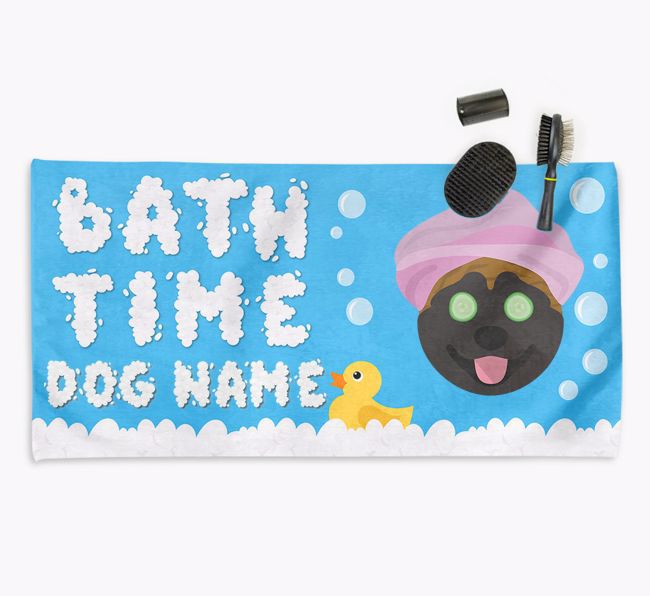 'Bubble Bath Time' Personalised Dog Towel for your {breedCommonName}